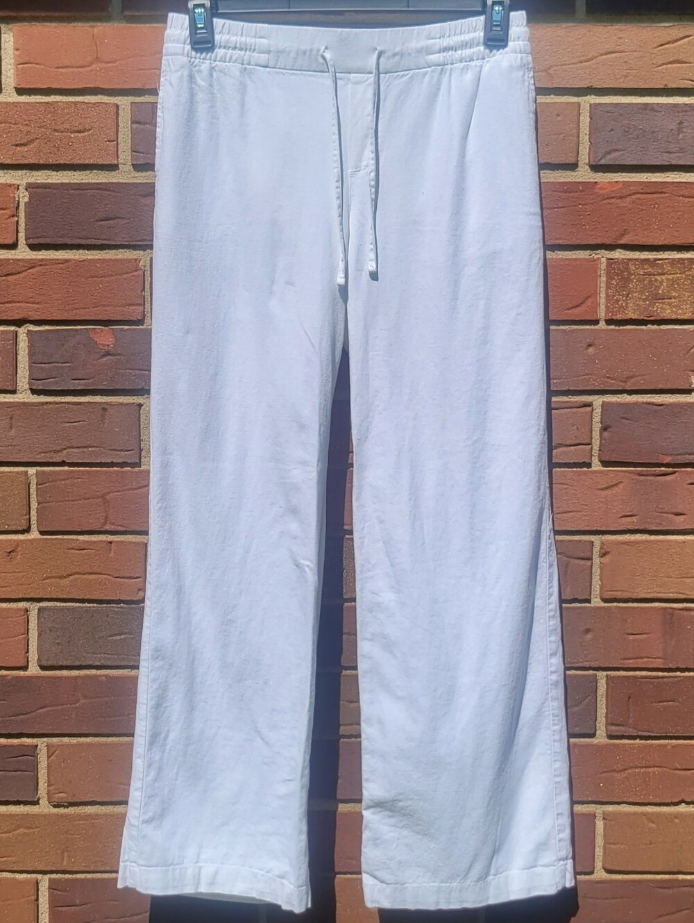 Old Navy White Linen Rayon Wide Leg Pants Womens Size Small, Measures 30x29.5